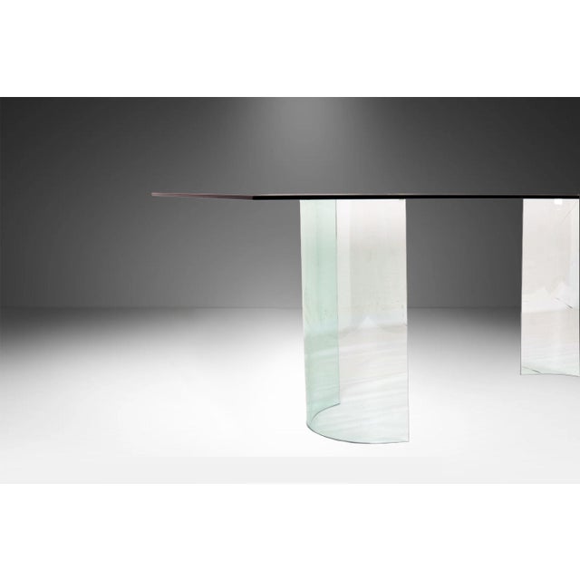 1980s Postmodern Beveled Glass Double Pedestal Dining Table For Sale - Image 11 of 11