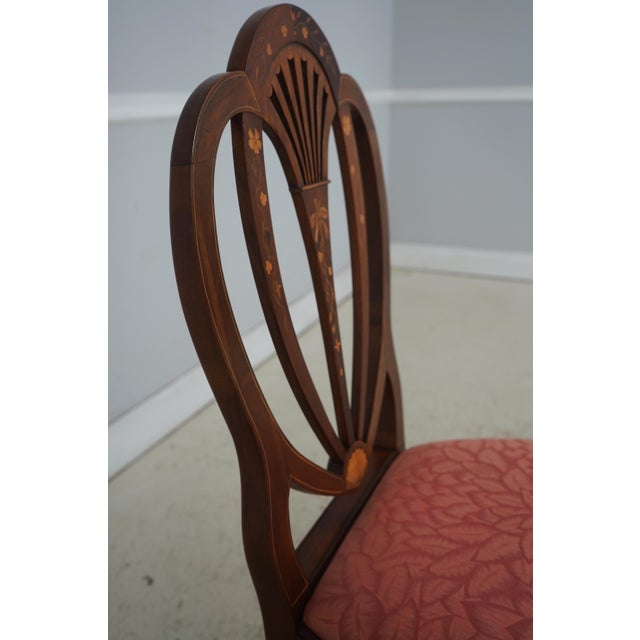 Wood Pair of Vintage Mahogany Federal Style Inlaid Shield Back Chairs For Sale - Image 7 of 18