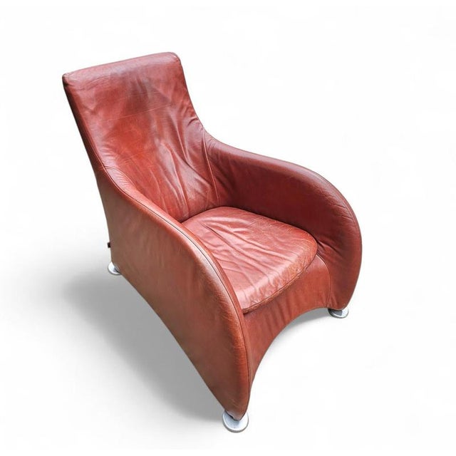 Brown Leather Lounge Chair by Gerard Van Den Berg for Montis, 1990s For Sale - Image 5 of 18