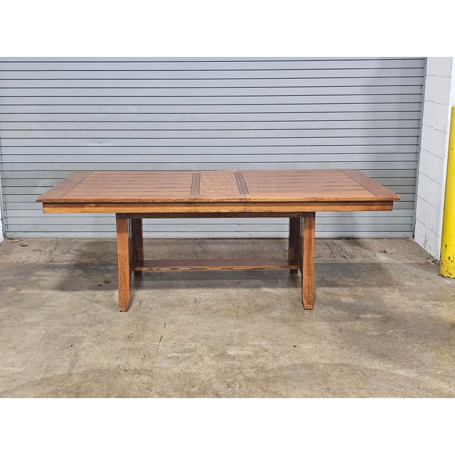 Stickley Brothers 1990s Stickley Oak Mission Arts & Craft Style Dining Table W 2 Leaves For Sale - Image 4 of 16