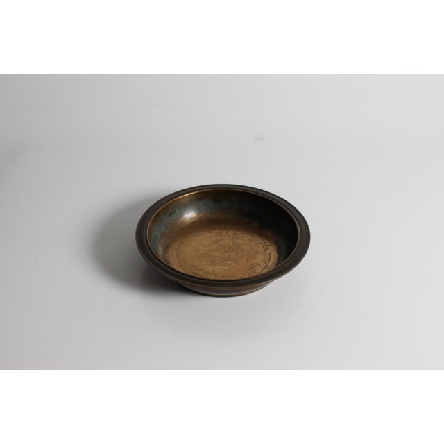 Large Danish Art Deco Bowl of Bronze with Incised Decor by Just Andersen, 1930s For Sale - Image 3 of 12