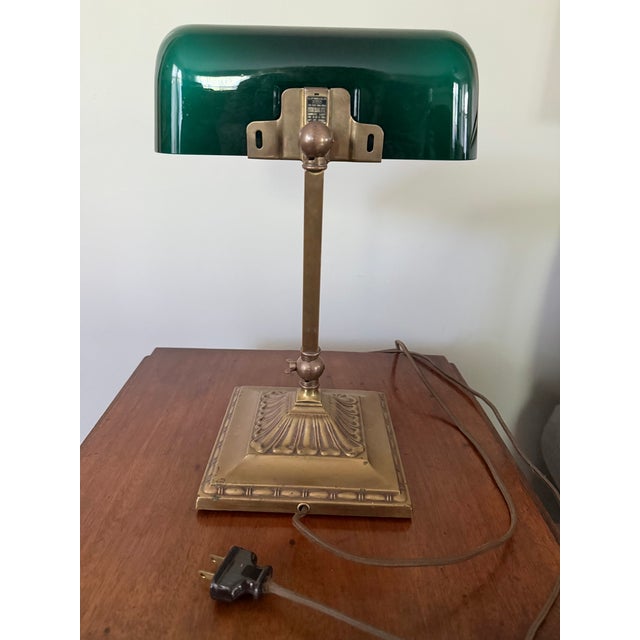 1930s Emerallite Bankers Desk Lamp by McFaddin & Co. New York, With Adjustable Shade and Stem For Sale In New York - Image 6 of 12