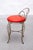1950s Mid-Century Modern Brass Vanity Chair with Red Leather Seat, France, 1950 For Sale - Image 5 of 10