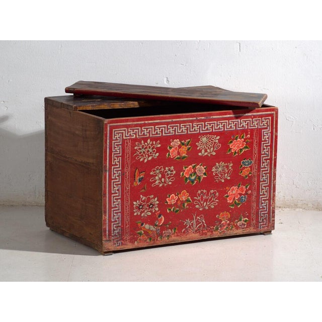 Antique Chinese Qing Dynasty Painted Dongbei Chest For Sale - Image 3 of 11