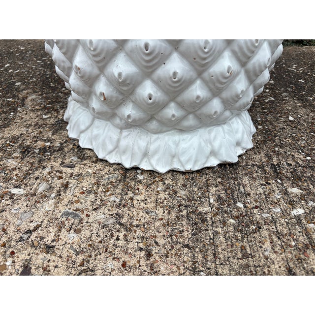1970s Italian Glazed Terracotta Pineapple Garden Seat or Table For Sale - Image 6 of 12