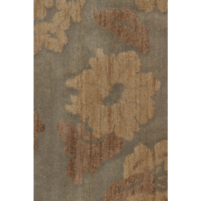 Textile Rug & Kilim’s Modern Mogul Runner in Beige, Brown & Gold With Floral Patterns For Sale - Image 7 of 9