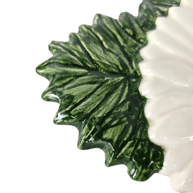 Sunflower Green Yellow Ceramic Wall Pocket For Sale - Image 4 of 6