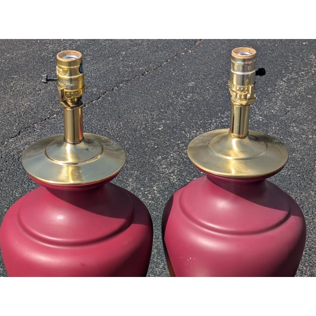 Hollywood Regency 20th Century Hollywood Regency Oxblood Red Table Lamp - a Pair For Sale - Image 3 of 4