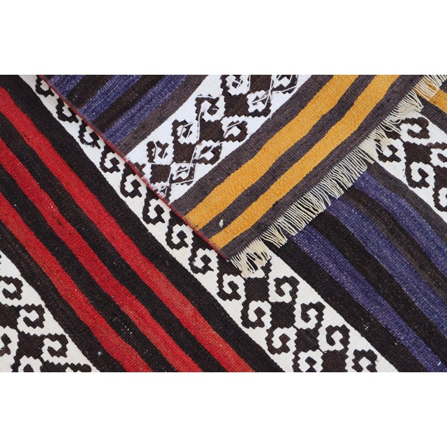 1970s Turkish Tribal Style Stripe Design Handmade Oushak Kilim Runner Rug For Sale - Image 9 of 10