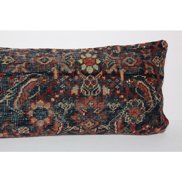 Authentic Persian Rug Cushion Cover – Hand Knotted Wool on Cotton Pillow Case -14'' X 42'' For Sale - Image 9 of 10