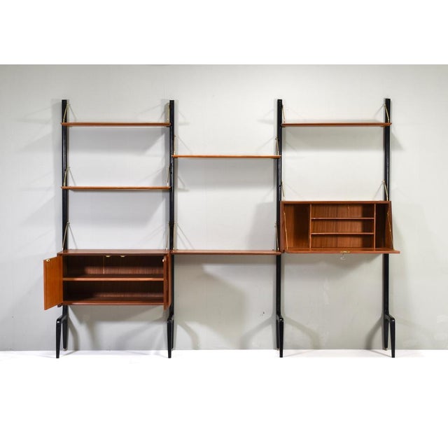 Wall Unit in Teak and Brass from Wébé, Netherlands, 1950s, Set of 11 For Sale - Image 6 of 18