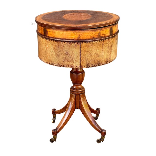 Antique Regency Mahogany & Satinwood Sewing Stand For Sale - Image 9 of 13