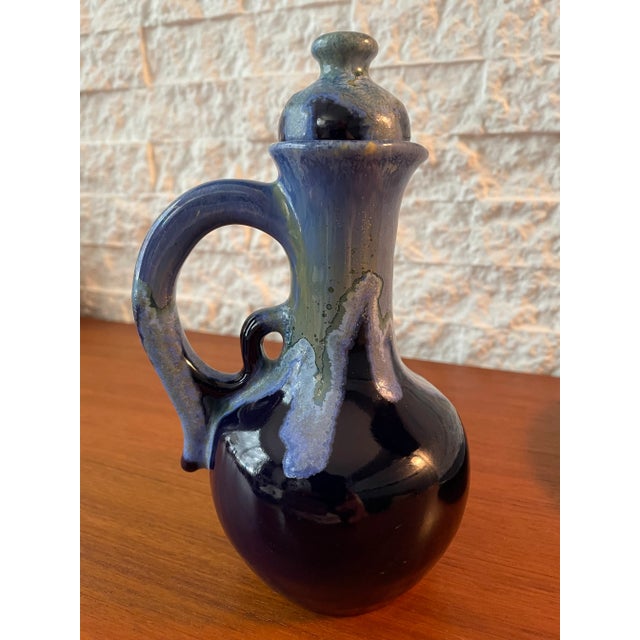 Ceramic Vintage 1930s Studio Art Pottery Pitcher With Stopper, Six Cups and Serving Tray Signed by Emile Mousseux for Marlotte- 9 Pieces For Sale - Image 7 of 12