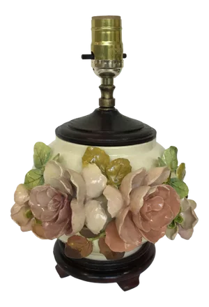 1880 Cincinnati Art Pottery Tj Wheatley Barbotine Converted Oil Lamp to Table Lamp