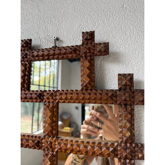 Tramp Art Mirror Frames, 1890s, Set of 2 For Sale - Image 12 of 18