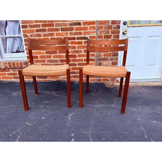 Set of 3 Mid Century Danish Niels O. Møller Teak Ropped Seat Dining Chairs . For Sale In Washington DC - Image 6 of 15