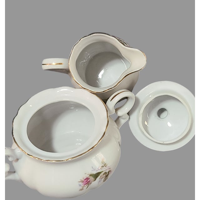 Victorian Vintage Japanese Porcelain Royal Rose Set Sugar Bowl & Creamer For Sale - Image 3 of 7