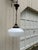 Vintage Dark Brass Hanging Fixture With Vintage 14" Diameter School House Globe For Sale In New York - Image 6 of 6