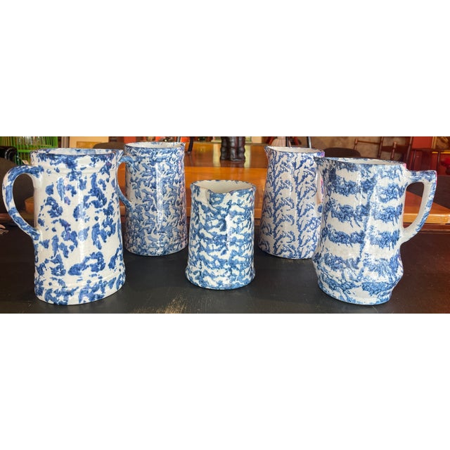 English Set of Five Antique English Spongeware C. 1870-1890 For Sale - Image 3 of 10