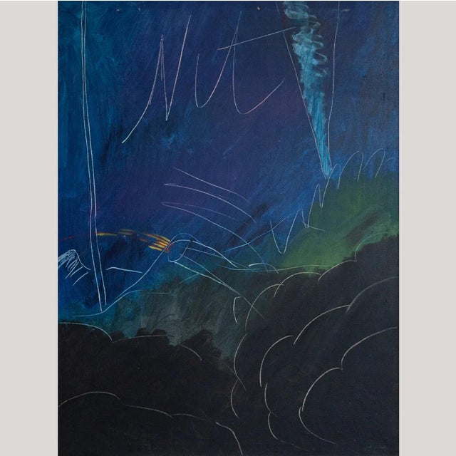Abstract Nocturnal Composition, 1990s, Oil on Canvas For Sale - Image 6 of 6