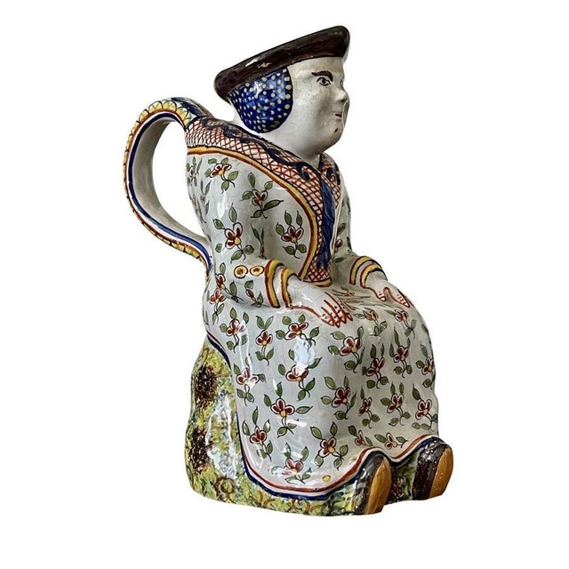 Early French Faience Figural Jug For Sale - Image 6 of 6