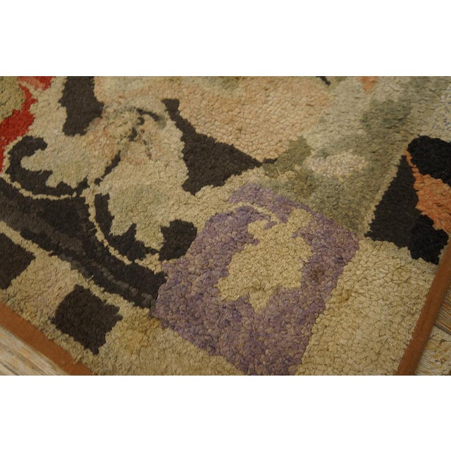 1910s Pretty Antique American Hooked Rug With Ivory Ground Color in a Geometric Design For Sale - Image 5 of 12