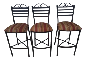 Late 20th Century Metal Tempo Industries Barstools- Set of 3