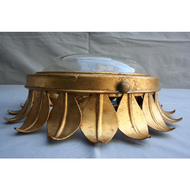 Gilt Metal Ceiling Lamp, 1970s For Sale - Image 4 of 7
