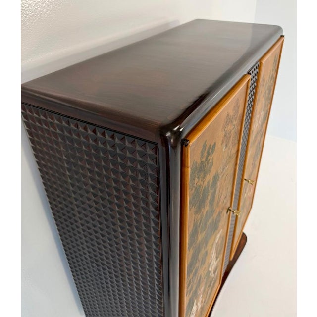 Italian Bar Cabinet with Painted Panels, 1940s For Sale - Image 9 of 18