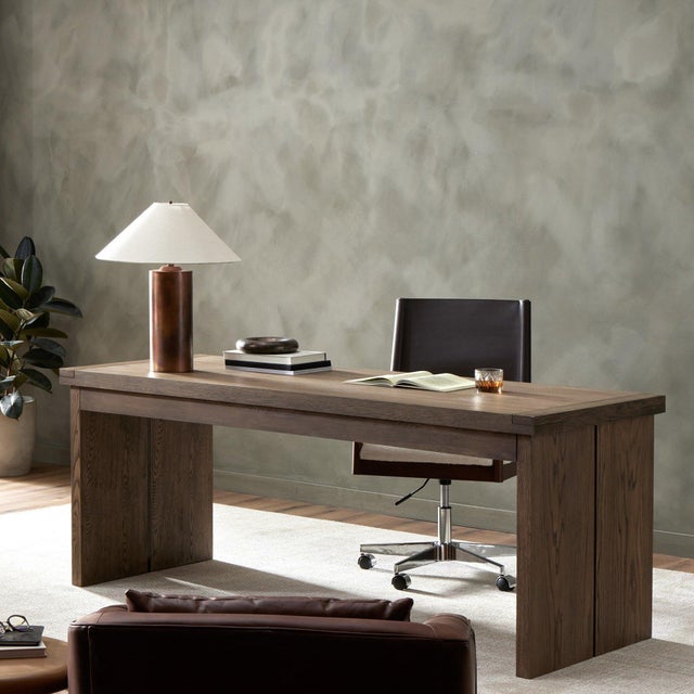 Contemporary Four Hands Warby Desk - Worn Oak Veneer For Sale - Image 3 of 12