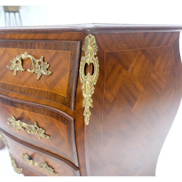Bombe French Parquetry Top Bronze Mount Ormolu Mount 3 Drawers Dresser MINT