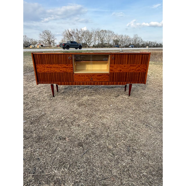 Mid-Century Modern 1940s French Art Deco Exotic Mahogany Sideboard or Credenzas For Sale - Image 3 of 12