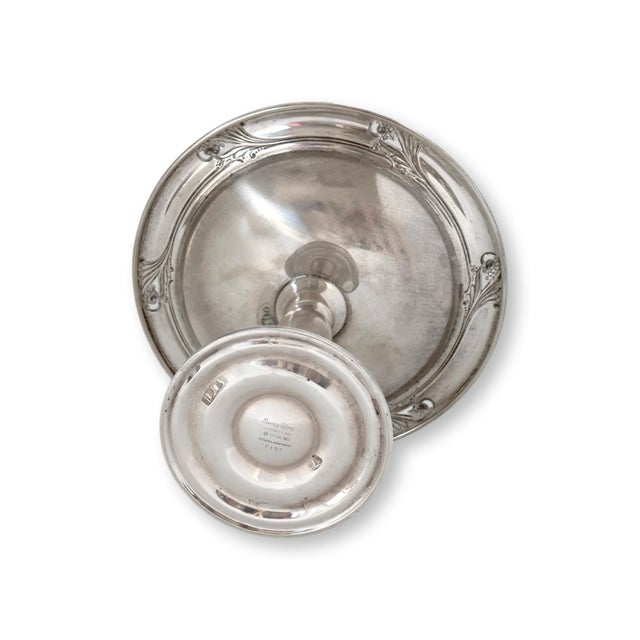English 1940s ‘Morning Glory’ Sterling Silver Compote For Sale - Image 3 of 4