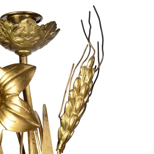 1890's Gilt Seven Arm Candelabra With Flower & Grape Motif - a Pair For Sale - Image 9 of 10