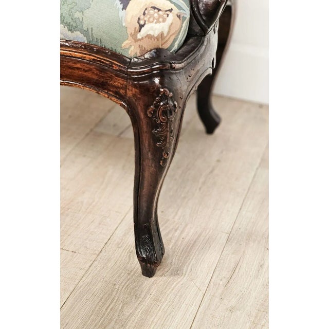 Pair of French or Italian Louis XIV Walnut Large Armchairs, Mid-18th Century For Sale - Image 10 of 13