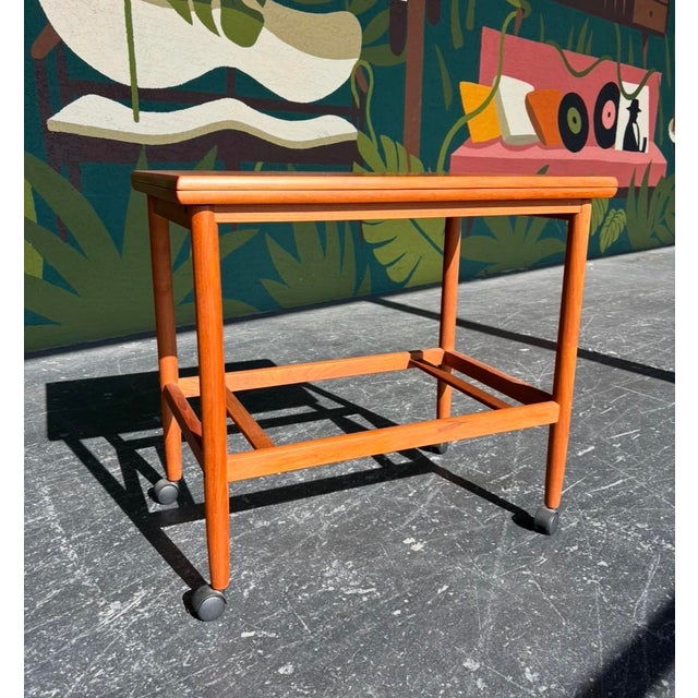 Brown Grete Jalk for Poul Jeppesen Teak Expandable Bar Cart For Sale - Image 8 of 10