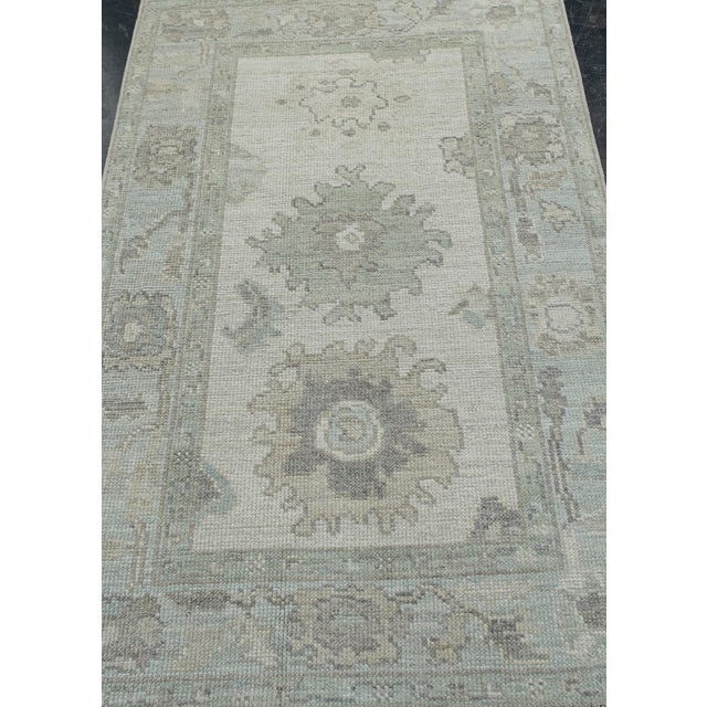 Modern Turkish Oushak Rug Sage, Soft Gray & Ivory Handwoven Rug 3' X 5' For Sale - Image 3 of 8