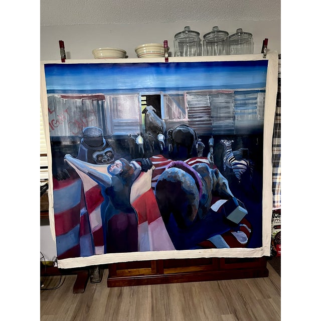 Circus Canvas Banner Gorilla Loading the Train Joni Wildman Oil Painting For Sale - Image 14 of 14