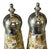 Striking vintage salt and pepper shaker set clad in luminous abalone and mother-of-pearl mosaic with polished stainless...