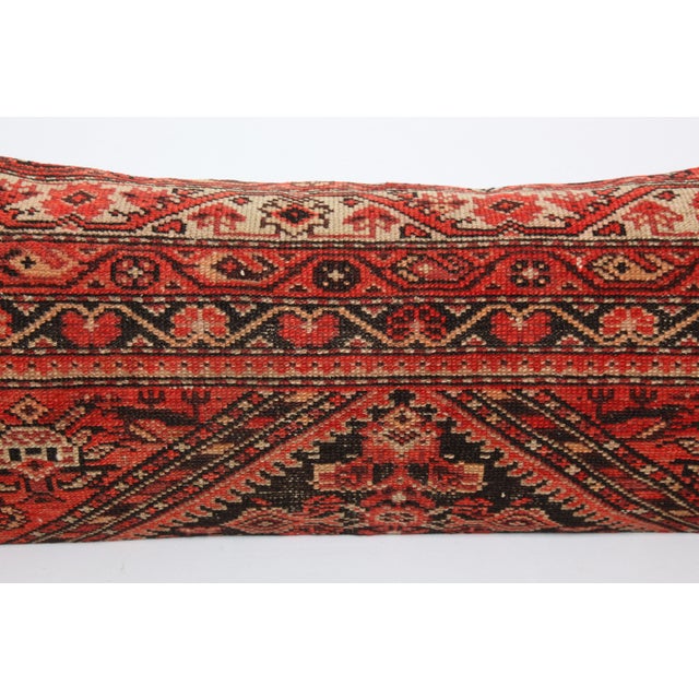 Early 20th Century Handwoven Made From Antique Persian Ferehan Rug Lumbar Pillow Cover -16'' X 41'' For Sale - Image 5 of 10