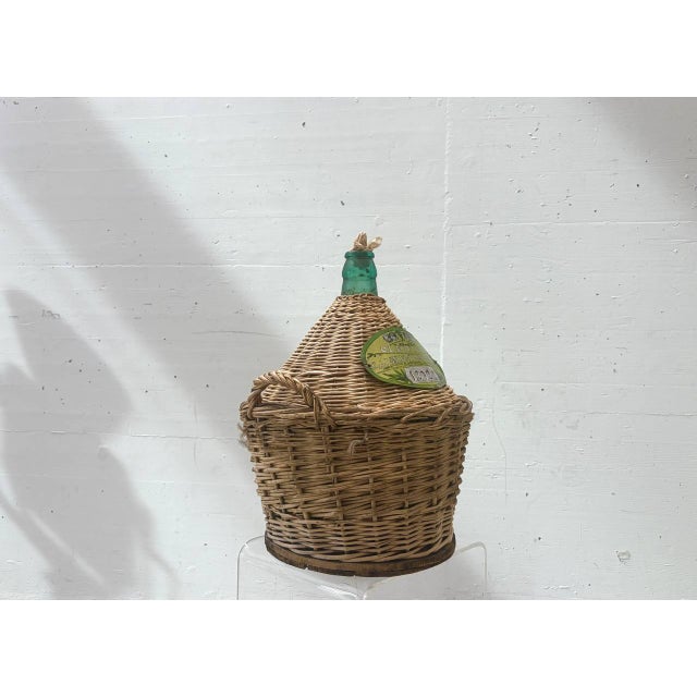 Mid-Century Italian Glass Balloon Bottle in Wickerwork, 1960s For Sale - Image 4 of 14
