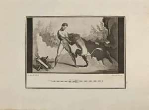 Pietro Campana, Hercules and Lion, Etching, 18th Century