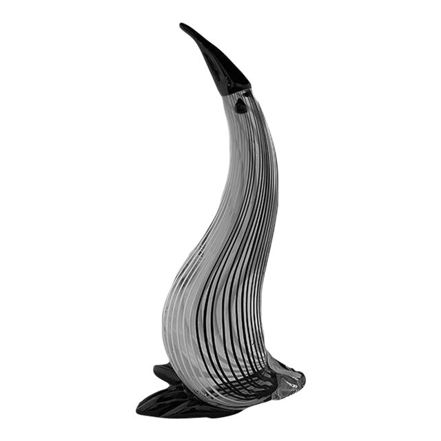 1950s Italian Dino Martens "Bianco Nero" Murano Glass Penguin For Sale