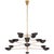 AERIN for Visual Comfort Signature Graphic Grande Four-Tier Chandelier in Hand-Rubbed Antique Brass with Black Shades For Sale