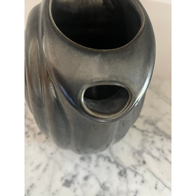 1940s Vintage Hall Ceramic Pitcher Gunmetal Finish For Sale - Image 5 of 8