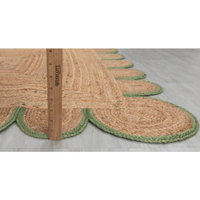 Olive Green Scallop Edge Jute Rug 3x20 Ft. For Sale - Image 9 of 13