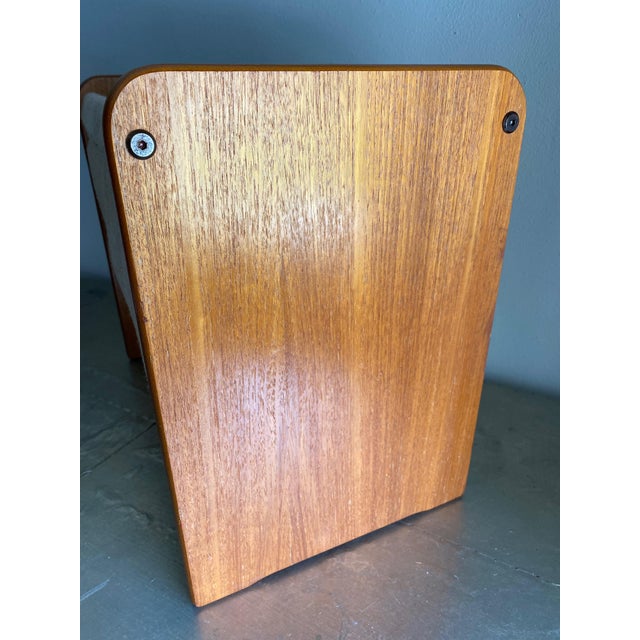 Vintage Mid Century Modern Teak And Canvas Magazine Rack Chairish