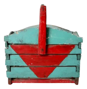 Antique Folk Art Wooden Crate Basket