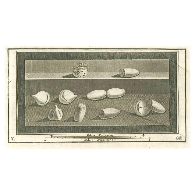 Various Authors, Still Life Pompeian Fresco, Etching, 18th Century For Sale
