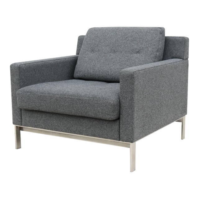 Mid-Century Modern Style Coalesse Millbrae Lifestyle Gray Wool Lounge Chair For Sale